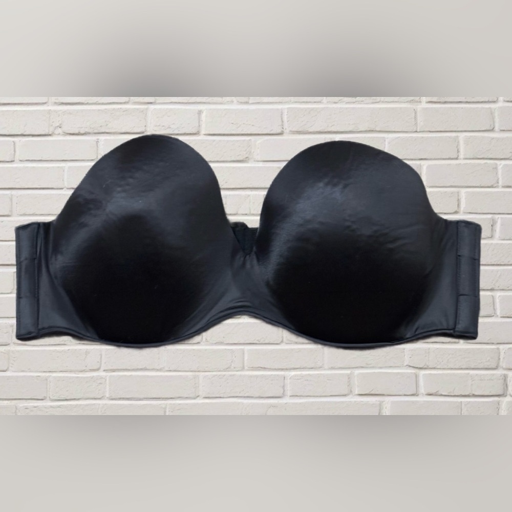 Cacique 44DD Black Strapless Underwire Bra Supportive Smoothing